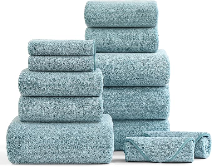Ultra Soft Bath Towel Set, 12 Piece Family Bathroom Towels Set by BEDDING