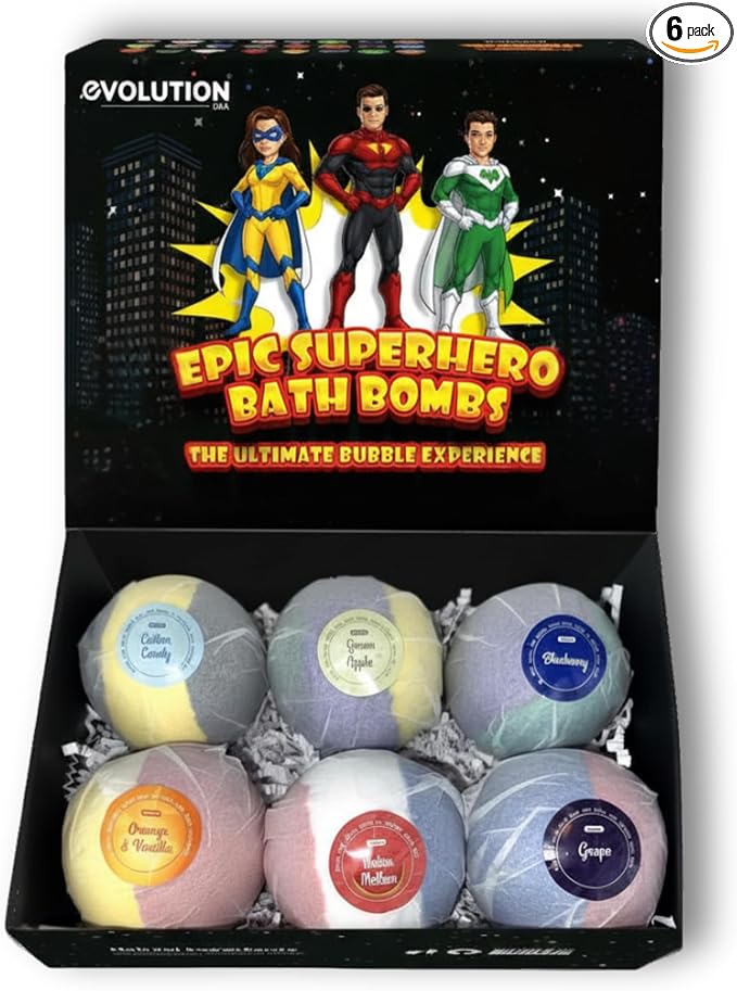 EvolutionUSA 6pc Epic Superhero Bath Bombs by EvolutionUSA