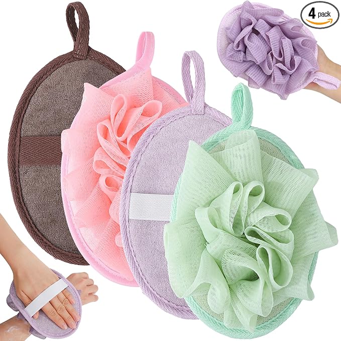 4 PCS Exfoliating Bath Sponges Soft Loofah Shower Scrubber by ZhouBoat