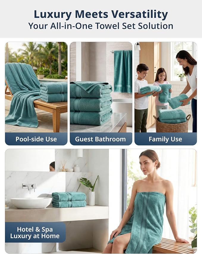 Lane Linen 100% Cotton Bath Towels 4 Pack - Image 8