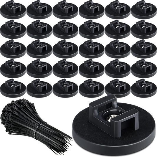 Yookeer 230 Pieces Magnetic Zip Tie Mount Multipurpose Cable Holder Magnets Magnetic Wire Management Bases with Heavy Duty Zip, Mount Nylon Cable Ties in Total (43 mm)