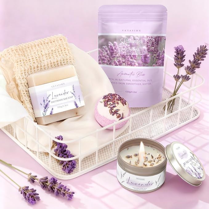 Gifts for Women, Lavender Bath and Body Gift Basket Relaxing Spa Self Care Gift - Image 6