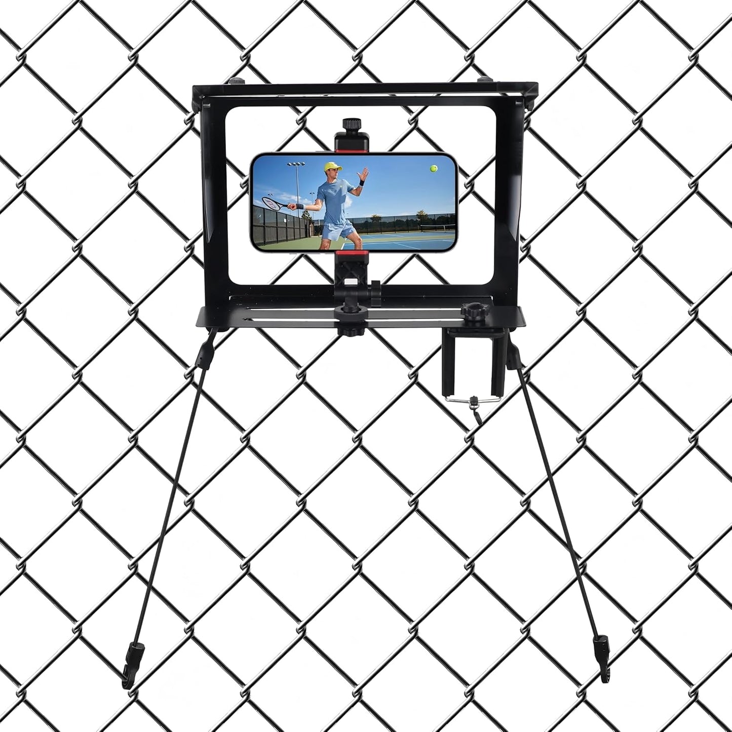 Cell Phone Fence Mount with Adjustable Shade, Mounting Kit for Gamechanger for iPhone, Samsung, GoPro, Mevo Start and Other Action Cameras,for Recording Baseball,Rugby and Tennis Games