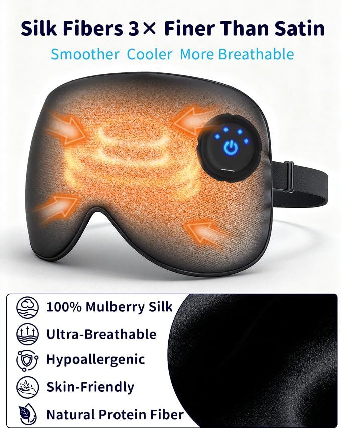 Heated Eye Mask FSA- HSA Eligible Cordless Pure Mulberry Silk Eye Mask - Image 3