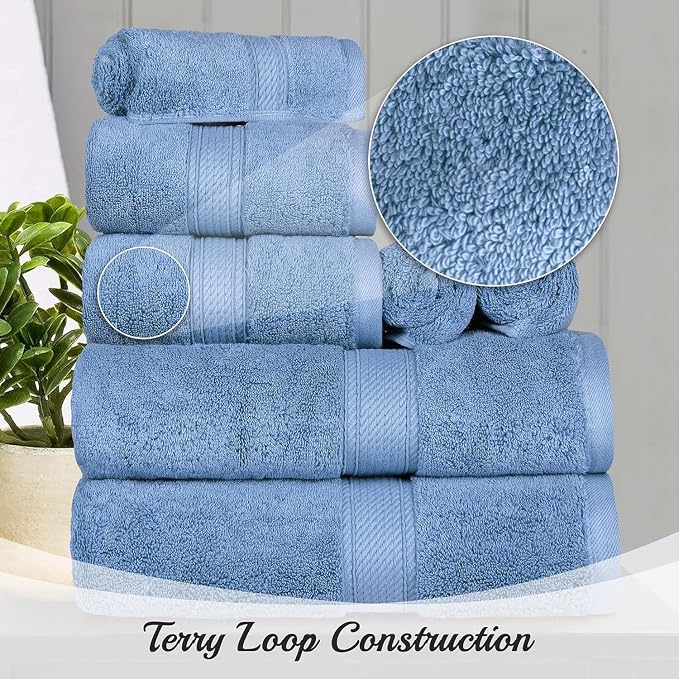SUPERIOR Egyptian Cotton Pile Face Towel/Washcloth Set of 6, Ultra Soft Luxury - Image 6