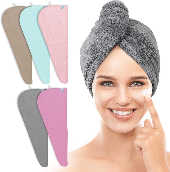 TENSTARS 5 Pack Thicken Microfiber Hair Towel Wrap by TENSTARS