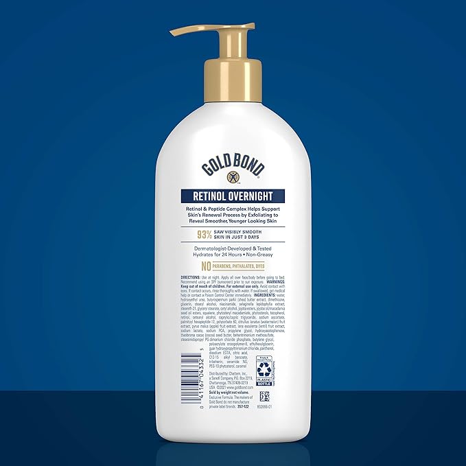 Gold Bond Age Renew Retinol Overnight Body & Face Lotion, 13 Oz, Anti-Aging - Image 2