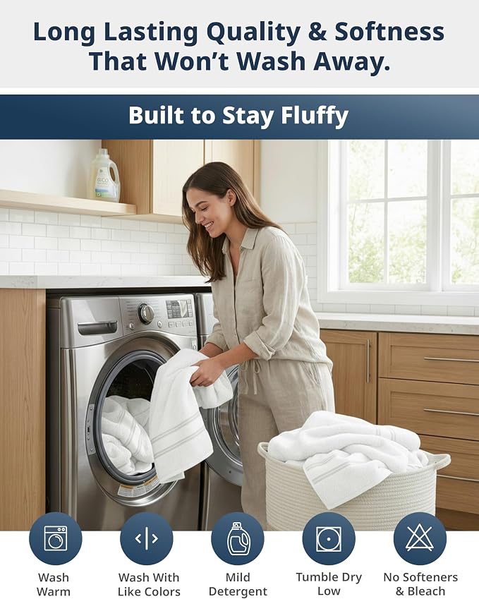 LANE LINEN 100% Cotton 4 Pack Bath Towels - Image 9