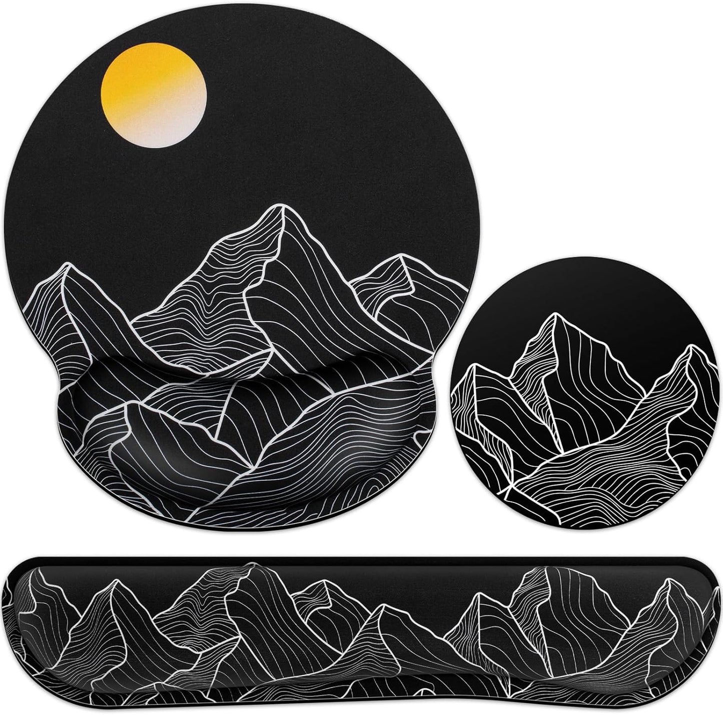 Ergonomic Keyboard Wrist Rest, Mouse Pad with Wrist Rest Black, Gaming Mousepad with Wrist Support, Memory Foam Wrist Rest Set for Computer Keyboard, Funny Cute Office Desk Accessories