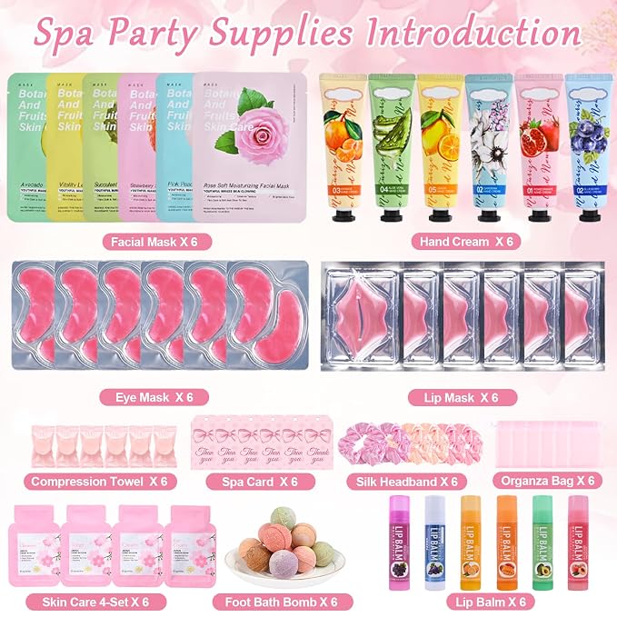 KYDA 84PCS SPA Party Supplies for Women, Face Mask, Hand Cream, Lip Balm - Image 2