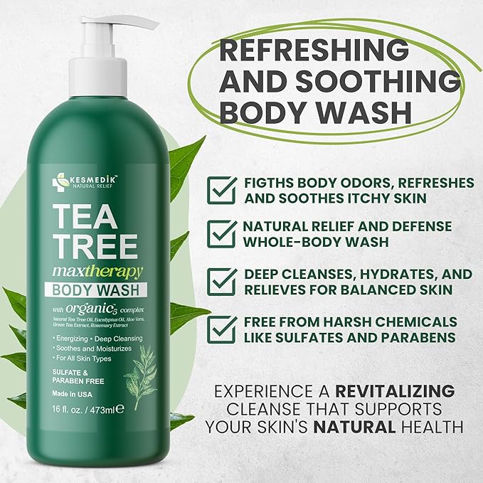 KESMEDIK Tea Tree Body Wash MaxTherapy, Itchy Skin Relief Soap, Soothes Jock - Image 4