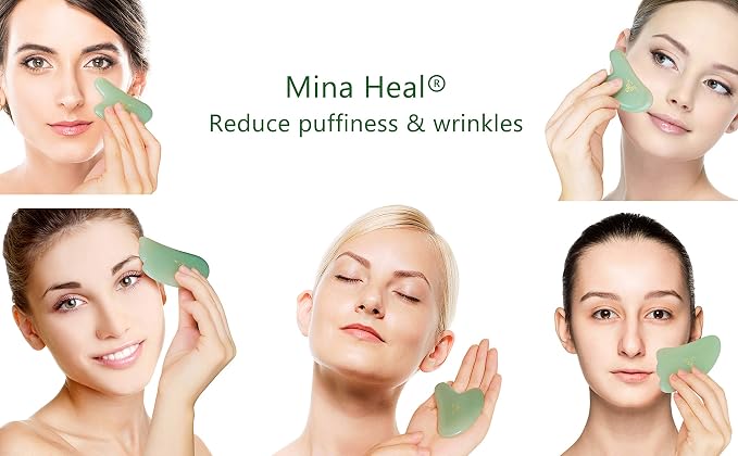 Mina Heal Green Aventurine Jade Stone Gua Sha Facial Massager Excellent - Image 5