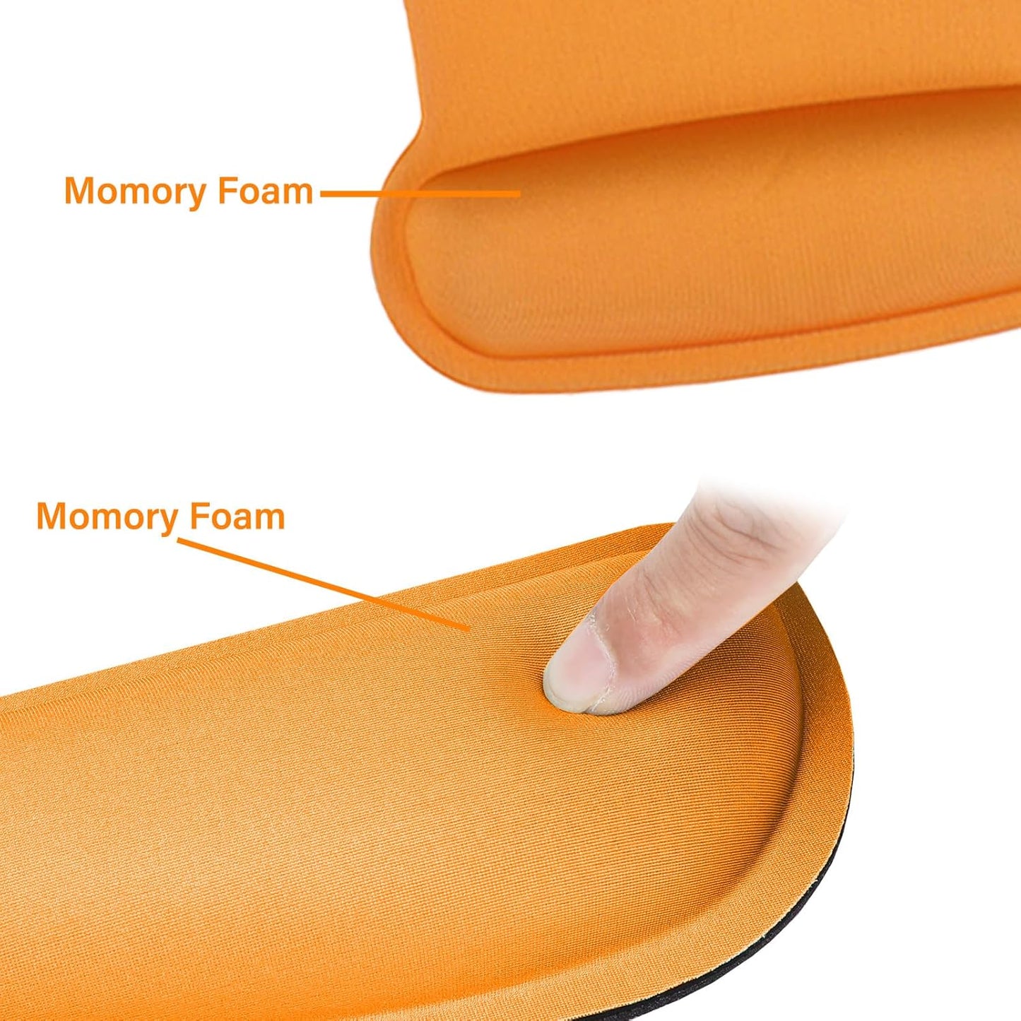 MOSISO Wrist Rest Support for Mouse Pad & Keyboard Set, Ergonomic Mousepad Non-Slip Base Home/Office Pain Relief & Easy Typing Cushion with Neoprene Cloth & Raised Memory Foam, Orange
