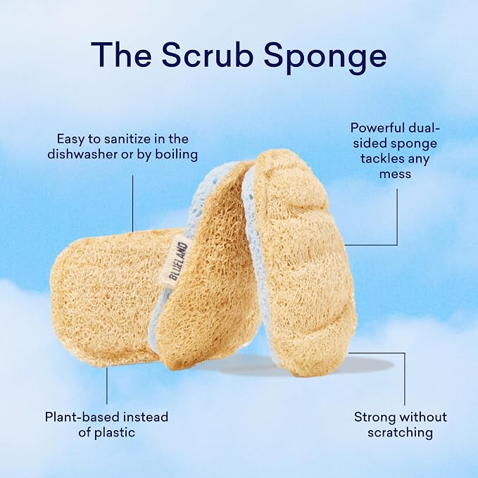 BLUELAND Scrub Sponge, Dual-Sided Dish Loofah, Plastic-Free, Plant-Based - Image 4