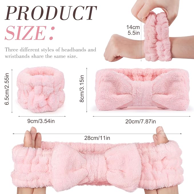 DiyJibb 9 Pcs Spa Headband for Washing Face, Skincare Headband and Wristband Set - Image 9