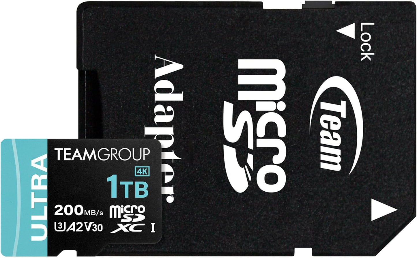 TEAMGROUP A2 Ultra Card 1TB Micro SDXC UHS-I U3 A2 V30, R/W up to 200/170 MB/s with Adapter TULMSDX1TIA2V3022503