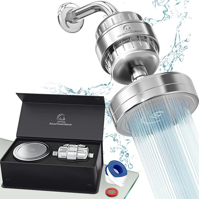 AquaHomeGroup - Filtered Shower Head & 20 Stage Shower Filter - Standard - by Aquahomegroup