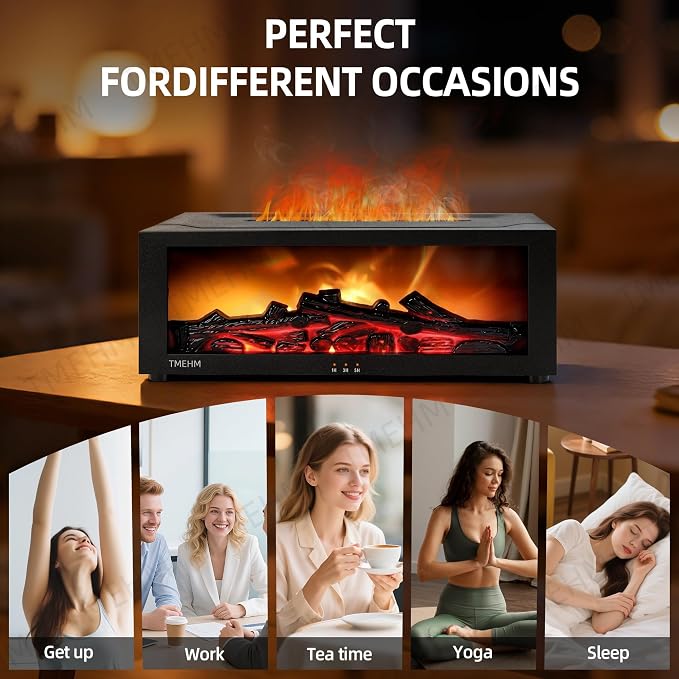 TMEHM Fireplace Flame Air Diffuser Humidifier, 7 Colors Aromatherapy Essential - Image 7