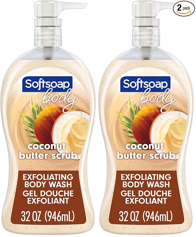 Softsoap Body Wash Pump, Coconut Butter Scrub, Exfoliating Body Wash, 32 Ounce by Home