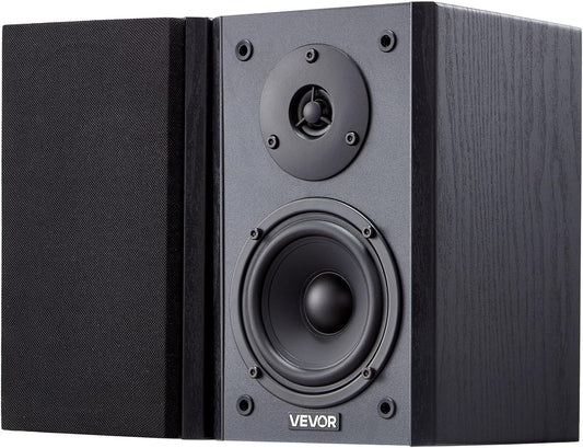 VEVOR Powered Bookshelf Speakers, 20W x 2, Active Studio Monitor Speaker with 4 Inch Woofer, Adjustable Volume and Audio with Bluetooth Optical Connection, Wooden Enclosure, for Record Player PC TV