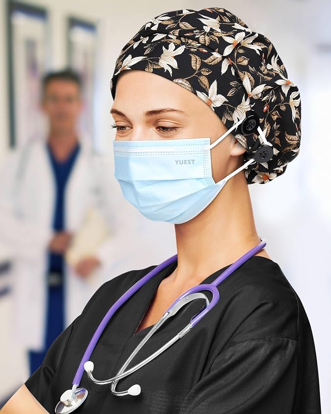 2 Pack Satin Lined Bouffant Scrub Caps - Image 3