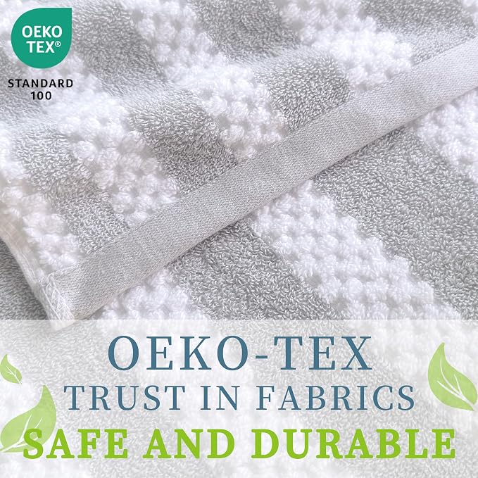 Gray and White Towels, 4 Hand 16"x27", 2 Bath 28"x52" - Image 3