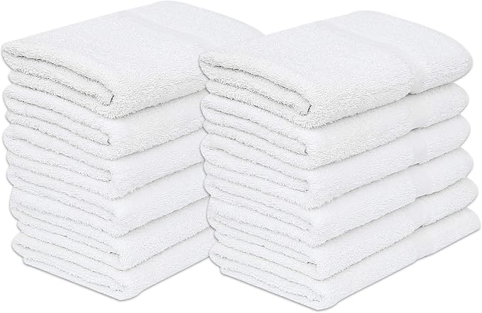 GOLD TEXTILES 48 White Economy Bath Towels Bulk Cotton Blend by GOLDTEXTILES