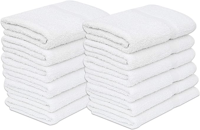 GOLD TEXTILES 12 White Economy Bath Towels Bulk Cotton Blend by GOLDTEXTILES