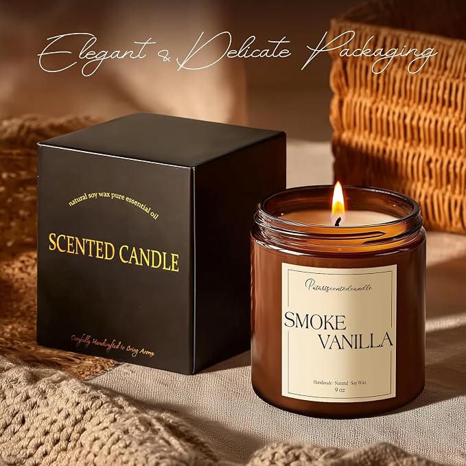 Somke Vanilla Scented Candles for Home, 9oz Natural Soy Wax Aromatherapy - Image 7