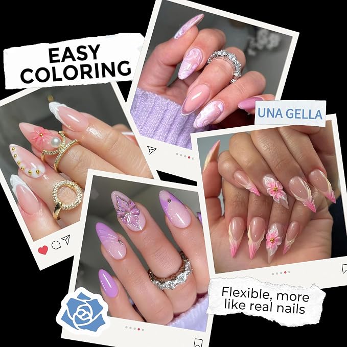 UNA GELLA Medium Stiletto Gel Nail Tips Full Cover 216Pcs Almond Shape Nails - Image 3
