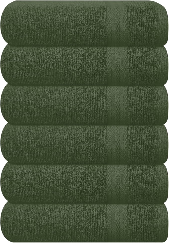 GLAMBURG Ultra Soft 6-Piece Hand Towel Set 16x28-100% Ringspun Cotton by GLAMBURG