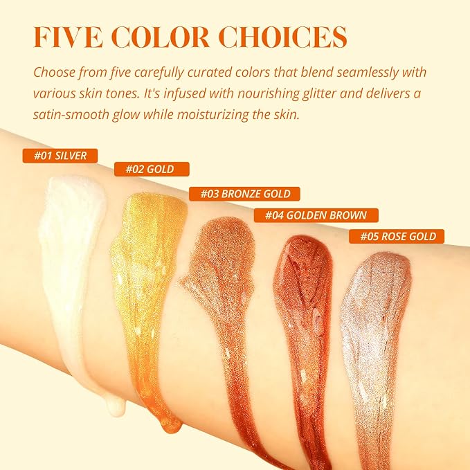 Liyalan Shimmer Body Oil Silver Color 1.0 fl.oz Face Glow Pearl Highlighter - Image 5