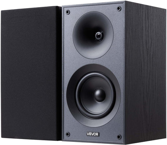 VEVOR Passive Bookshelf Speaker, 300W, Book Shelf Stereo Speakers with 5.25-Inch Woofer and 1-Inch Tweeter, Detachable Grille, 65Hz-20KHz Frequency Response, Wooden Enclosure,for Home Theater (1 Pair)
