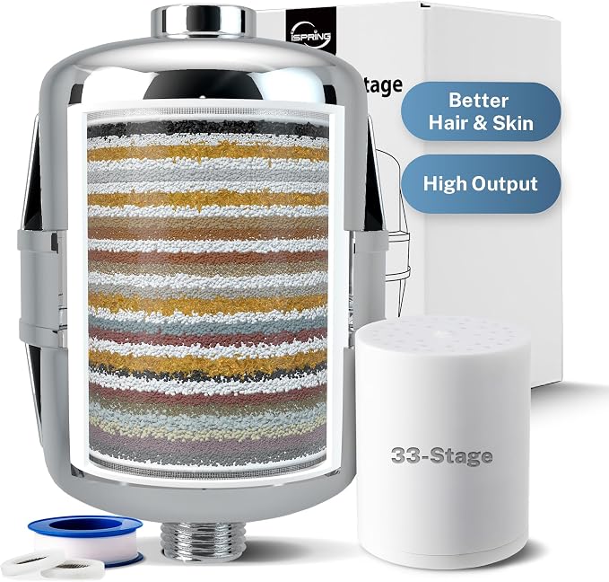 iSpring 33-Stage High Output Shower Filter, Universal Shower Head Filter by iSpring