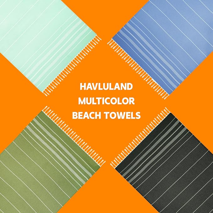 HAVLULAND Turkish Beach Towels Oversized, Absorbent Quick Drying 100% Cotton - Image 4
