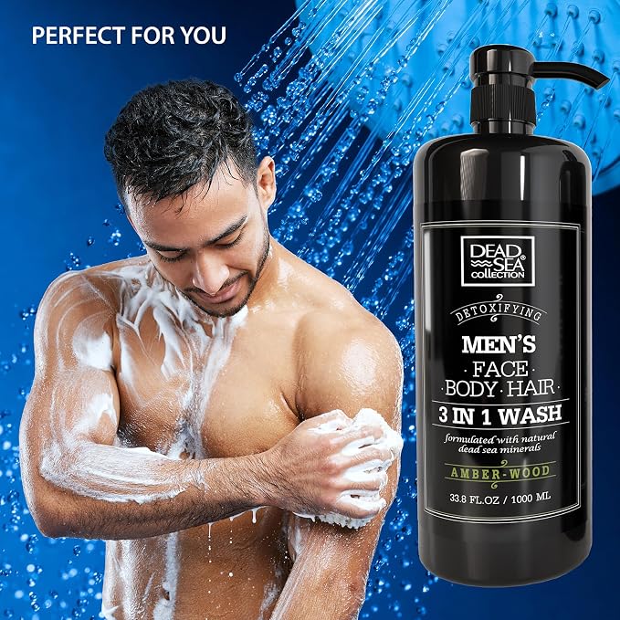 Dead Sea Collection Amber Wood Men’s Body Wash – 3 in 1 Body Wash - Image 6