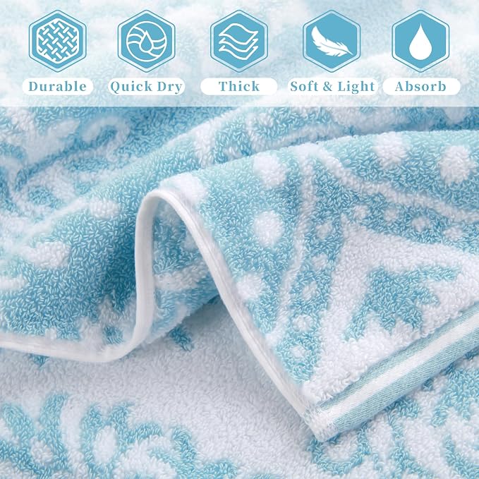 Hand Towels for Bathroom, Bath Hand Towel Set of 4, Jacquard Decorative Hand - Image 2