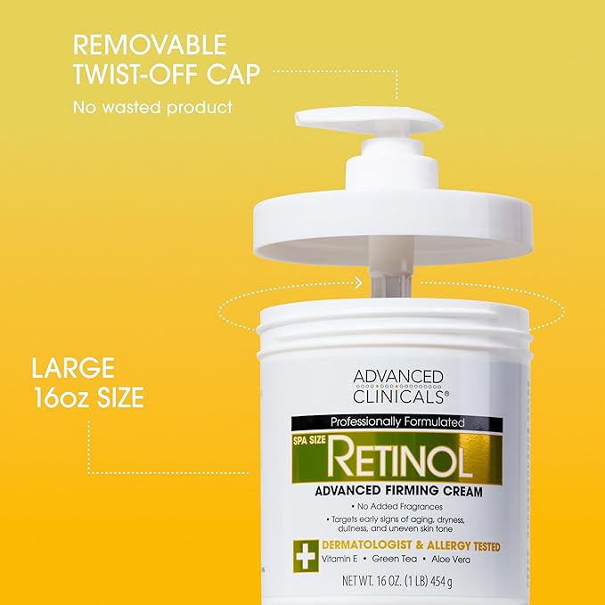 Advanced Clinicals Retinol Body Lotion + Collagen Cream Fragrance Free Face - Image 3