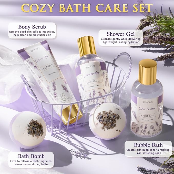 Mothers Day Birthday Gifts for Women, Lavender Relaxing Spa Gift Baskets for - Image 4