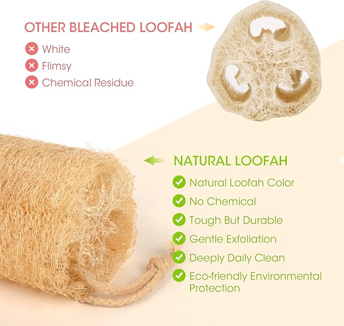 Natural Loofah Sponges Organic Luffa Bath Shower Sponge Exfoliating Body Back - Image 2