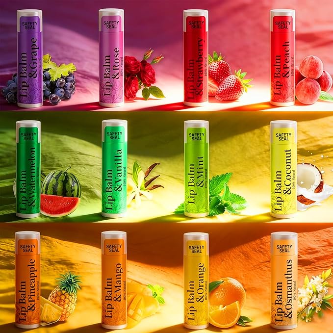 RBUGR 20 Pack Lip Balm Bulk- 12 Flavored Lip Balm Set Natural Moisturizing - Image 2