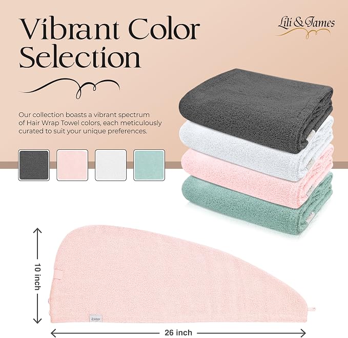 Lili&James 100% Cotton Hair Towel Wrap - Image 2