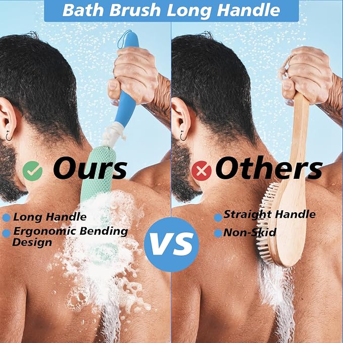Back Scrubber for Shower，Mesh Sponge Body Shower Brush - Image 4
