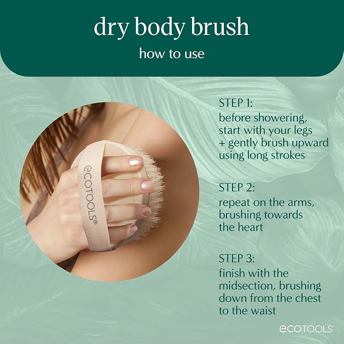 EcoTools Dry Body Brush, for Post Shower & Bath Skincare Routine, Removes Dirt - Image 4