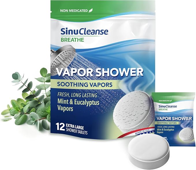 Sinucleanse Vapor Shower Steamers, All Natural Eucalyptus & Mint Aromatherapy by SinuCleanse