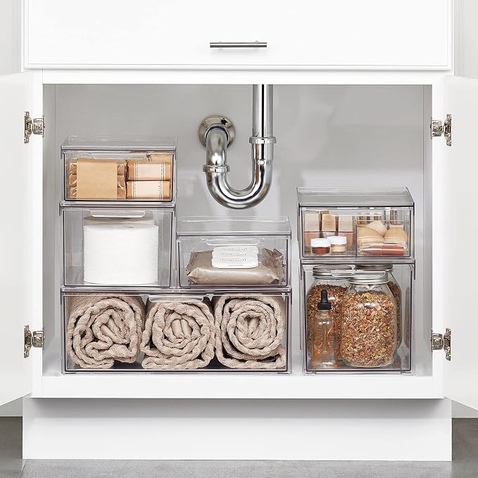 mDesign Plastic Stackable Bathroom Storage - Image 2