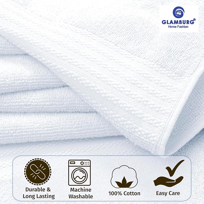 GLAMBURG Premium Cotton Oversized 2 Pack Bath Sheet 35x70-100% Pure Cotton - Image 2