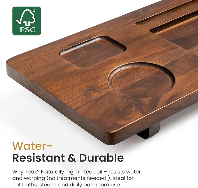 Luxury Teak Bathtub Caddy Tray - Image 4