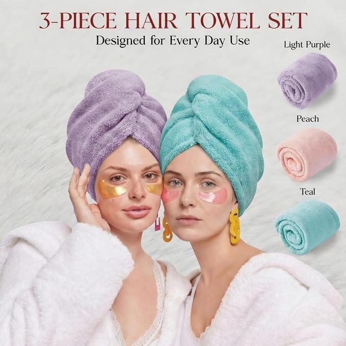 3 Pack Microfiber Hair Towel Wrap - Image 9