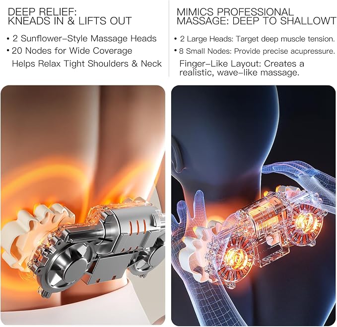 Back Massager with Heat, 4D Kneading Electric Massager - Image 3